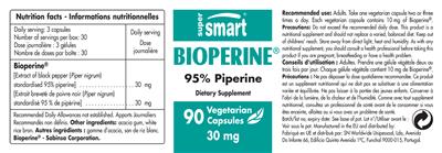 Photo of the SuperSmart Bioperine 30 mg label