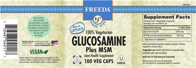 Photo of the Freeda Glucosamine Plus MSM label