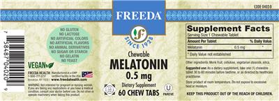 Photo of the Freeda Chewable Melatonin 0.5 mg label