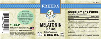 Photo of the Freeda Chewable Melatonin 0.5 mg label
