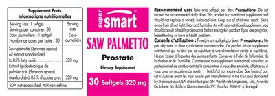 Photo of the SuperSmart Saw Palmetto 320 mg label