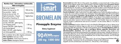 Photo of the SuperSmart Bromelain 500 mg 1000 GDU label