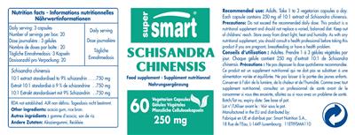 Photo of the SuperSmart Schisandra Chinensis 250 mg label