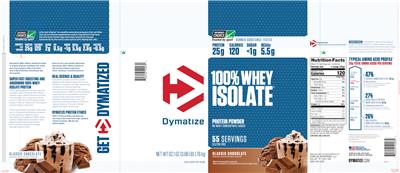 Photo of the Dymatize 100% Whey Isolate Classic Chocolate label