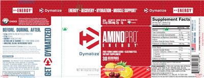 Photo of the Dymatize AminoPro Energy Fruit Punch with Caffeine label