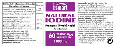 Photo of the SuperSmart Natural Iodine 1000 mg label