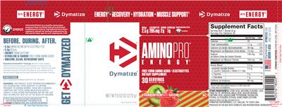 Photo of the Dymatize AminoPro Energy Strawberry Kiwi with Caffeine label