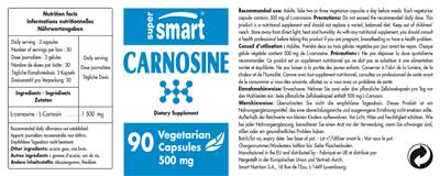 Photo of the SuperSmart Carnosine 500 mg label