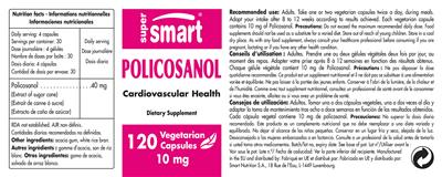 Photo of the SuperSmart Policosanol 10 mg label