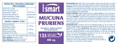 Photo of the SuperSmart Mucuna Pruriens 400 mg label