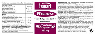 Photo of the SuperSmart Relora 250 mg label