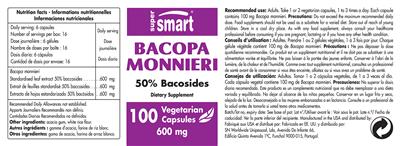 Photo of the SuperSmart Bacopa Monnieri 600 mg label