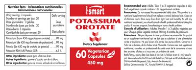 Photo of the SuperSmart Potassium Orotate 450 mg label