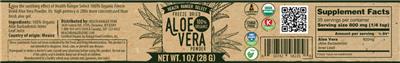 Photo of the Health Ranger Select Freeze Dried Aloe Vera Powder label
