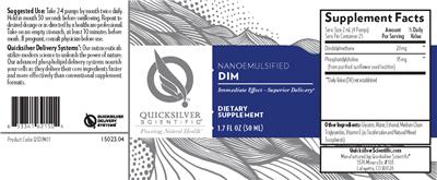 Photo of the Quicksilver Scientific Nanoemulsified DIM label