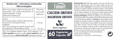Photo of the SuperSmart Calcium Orotate Magnesium Orotate label