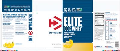 Photo of the Dymatize Elite 100% Whey Smooth Banana label