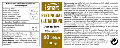 Photo of the SuperSmart Perlingual Glutathione 100 mg label