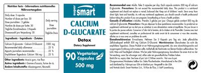 Photo of the SuperSmart Calcium D-Glucarate 500 mg label