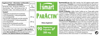 Photo of the SuperSmart ParActin 300 mg label