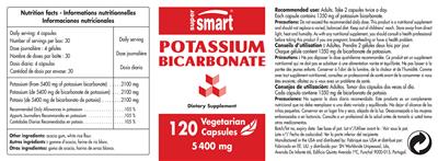 Photo of the SuperSmart Potassium Bicarbonate 5400 mg label