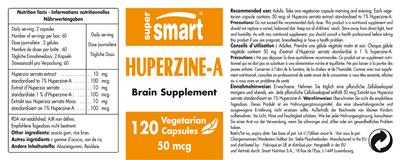 Photo of the SuperSmart Huperzine-A 50 mcg label