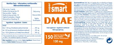 Photo of the SuperSmart DMAE 130 mg label