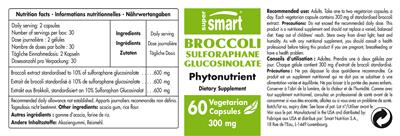 Photo of the SuperSmart Broccoli Sulforaphane Glucosinolate 300 mg label