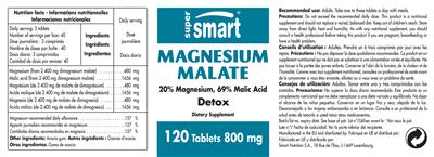 Photo of the SuperSmart Magnesium Malate 800 mg label
