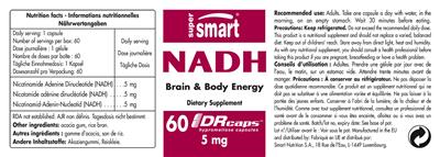 Photo of the SuperSmart NADH 5 mg label