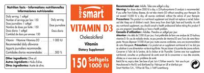 Photo of the SuperSmart Vitamin D3 1000 IU label