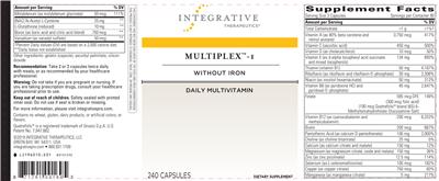 Photo of the Integrative Therapeutics Multiplex-1 without Iron label