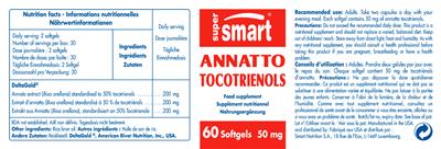 Photo of the SuperSmart Annatto Tocotrienols 50 mg label