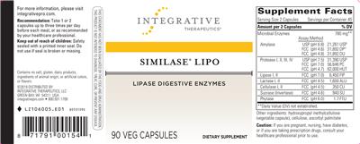 Photo of the Integrative Therapeutics Similase Lipo label