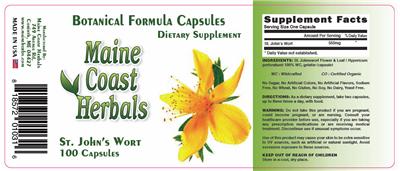 Photo of the Maine Coast Herbals St. John's Wort label