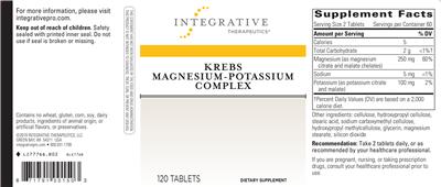 Photo of the Integrative Therapeutics Krebs Magnesium-Potassium Complex label