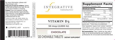 Photo of the Integrative Therapeutics Vitamin D3 50 mcg (2,000 IU) Chocolate label