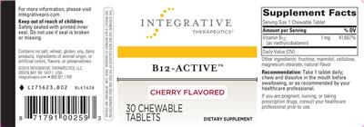 Photo of the Integrative Therapeutics B12-Active Cherry Flavored label