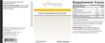Photo of the Integrative Therapeutics Glucosamine Sulfate label