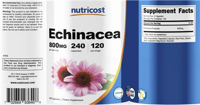 Product label for Echinacea 800 mg