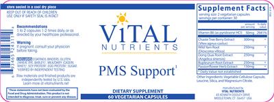 Photo of the Vital Nutrients PMS Support label