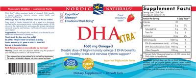 Product label for DHA XTRA Strawberry Flavor