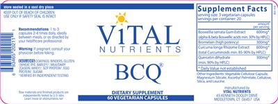 Photo of the Vital Nutrients BCQ label