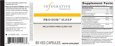 Photo of the Integrative Therapeutics Pro-Som Sleep label