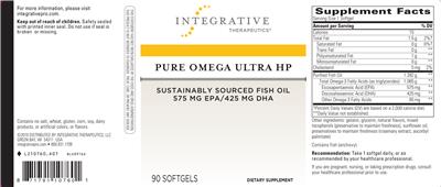 Photo of the Integrative Therapeutics Pure Omega Ultra HP label