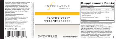 Photo of the Integrative Therapeutics Prothrivers Wellness Sleep label
