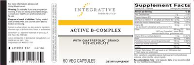 Photo of the Integrative Therapeutics Active B-Complex label