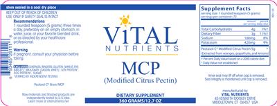Photo of the Vital Nutrients MCP label