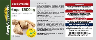 Photo of the SimplySupplements Ginger 12000 mg label