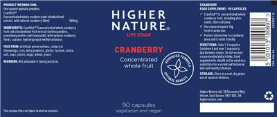 Photo of the Higher Nature Cranberry label